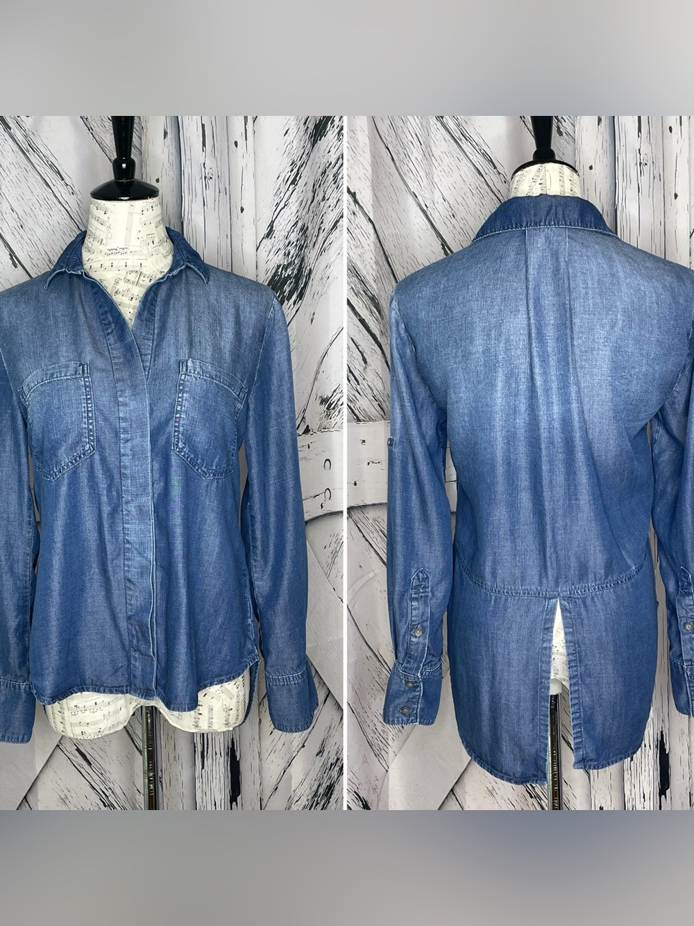 Cloth & Stone Chambray Shirt Split Back XS
